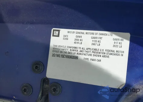 2006 Chevrolet Monte Carlo Ss from USA, damaged, VIN 2G1WL15C169363599